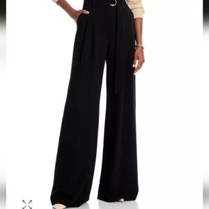 Cinq A Sept Shauna Elegant Black Wide-Leg Women's Belted Pants Sz 10